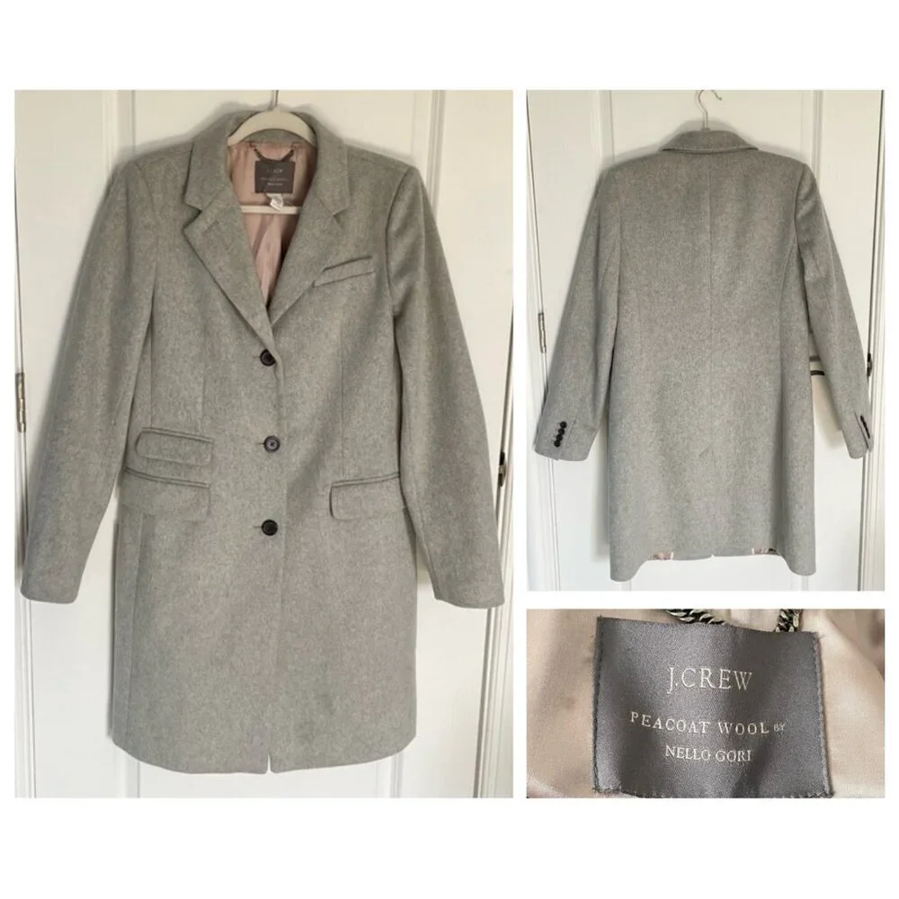 J. Crew Gray Single Breasted Peacoat Wool by Nello Gori - No Bag - Picture 1 of 14